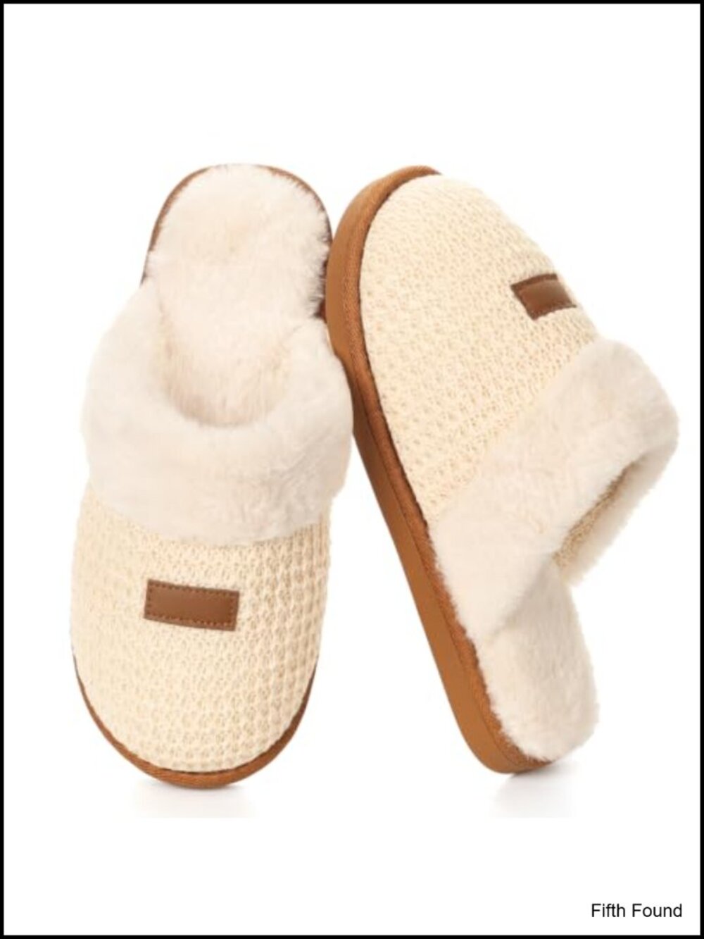 Women's Fuzzy Knit Memory Foam Slippers with Fleece Lining Non-Slip Indoor